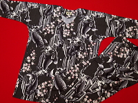 義若オリジナルの鯉口シャツ・ダボシャツ 鯉の滝昇り・鉄黒ピンク